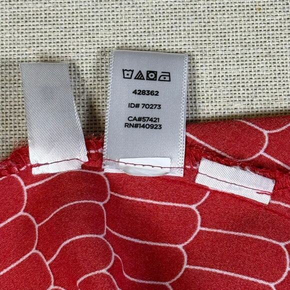 LOFT Red Geometric Print Utility Blouse Mod Inspired Long Sleeve Size S - Picture 7 of 7